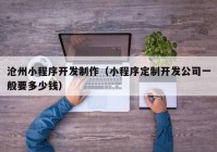 滄州小程序開發(fā)制作（小程序定制開發(fā)公司一般要多少錢）