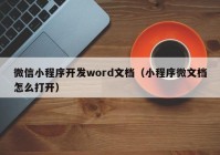 微信小程序開發(fā)word文檔（小程序微文檔怎么打開）