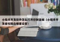 小程序開發(fā)軟件怎么打開控制面板（小程序開發(fā)者權限在哪里設置）