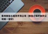 泰州微信小程序開發(fā)公司（微信小程序制作公司哪一家好）