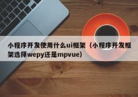 小程序開發(fā)使用什么ui框架（小程序開發(fā)框架選擇wepy還是mpvue）