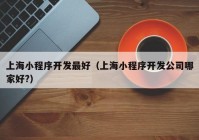 上海小程序開發(fā)最好（上海小程序開發(fā)公司哪家好?）