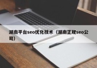 湖南平臺seo優(yōu)化技術（湖南正規(guī)seo公司）