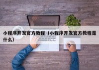 小程序開發(fā)官方教程（小程序開發(fā)官方教程是什么）