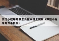 微信小程序開發(fā)怎么在手機上使用（微信小程序開發(fā)手機版）