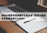 微信小程序開發(fā)需要什么知識(shí)點(diǎn)（微信小程序開發(fā)需要具備什么技術(shù)）