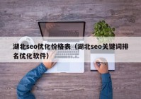 湖北seo優(yōu)化價格表（湖北seo關鍵詞排名優(yōu)化軟件）